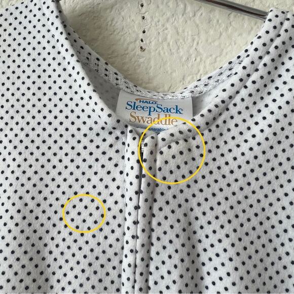 Halo Swaddle Sleep Sack White Navy Blue Dot Trim 100% Cotton Zip - Picture 6 of 6